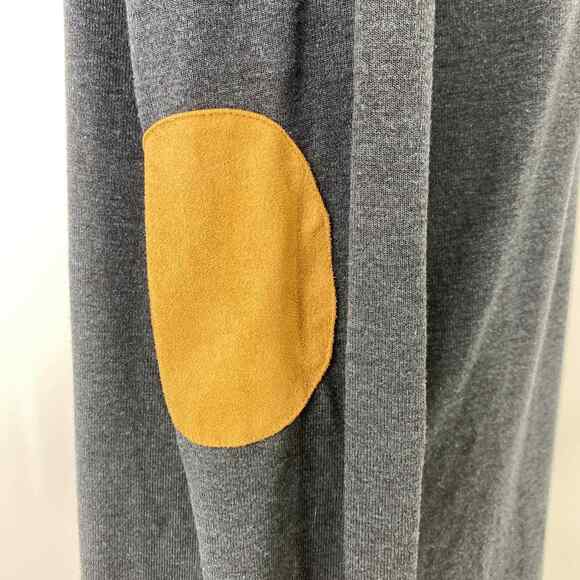 She & Sky Blouse Womens Large Gray Long Sleeve Patch Elbow Split Lace Up Back - Picture 7 of 9